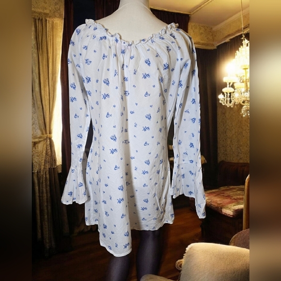 Victoria's Secret Vintage Cotton Sleepshirt Size Lg Blue & White - Picture 2 of 7